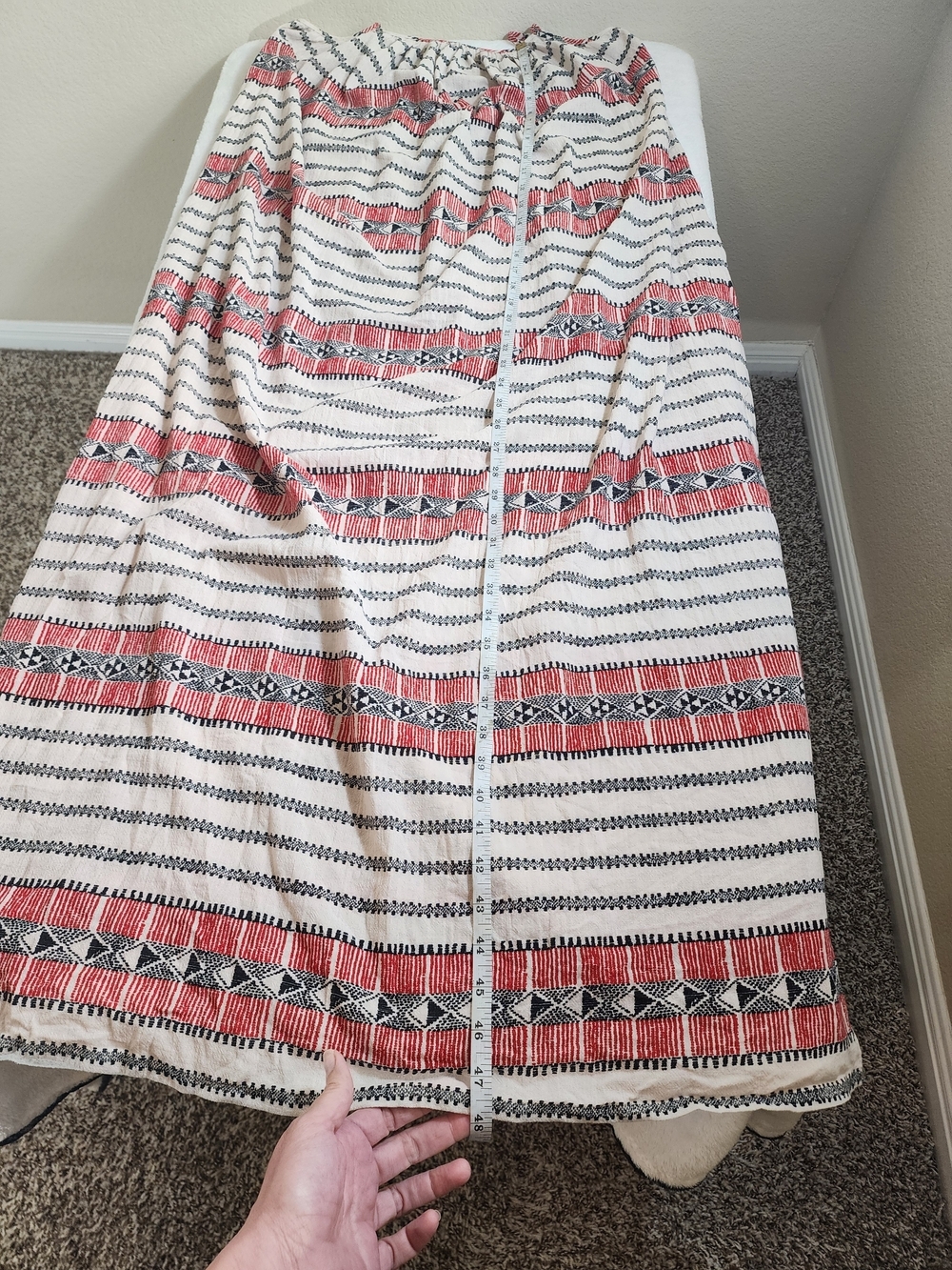 Madewell Boho Tribal Print Cotton Maxi Dress Red White Black Size M - Picture 7 of 11
